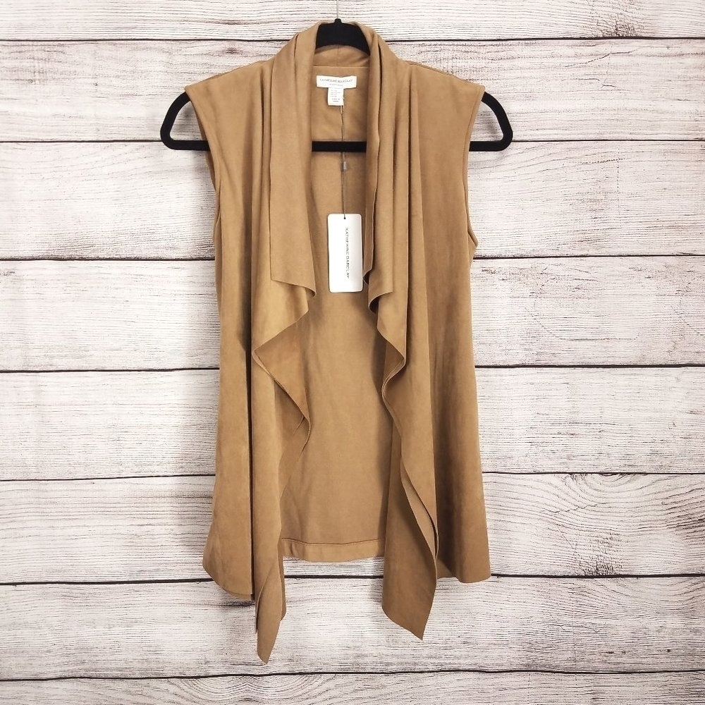 NWT Katherine Barclay Vest Womens XS Draped Front Waterfall Sleeveless